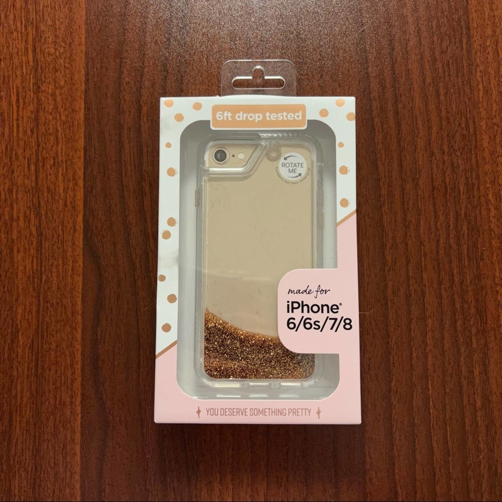 iPhone Glitter Case Gold for iPhone 6/6s/7/8 Clear Plastic Phone Cover‎